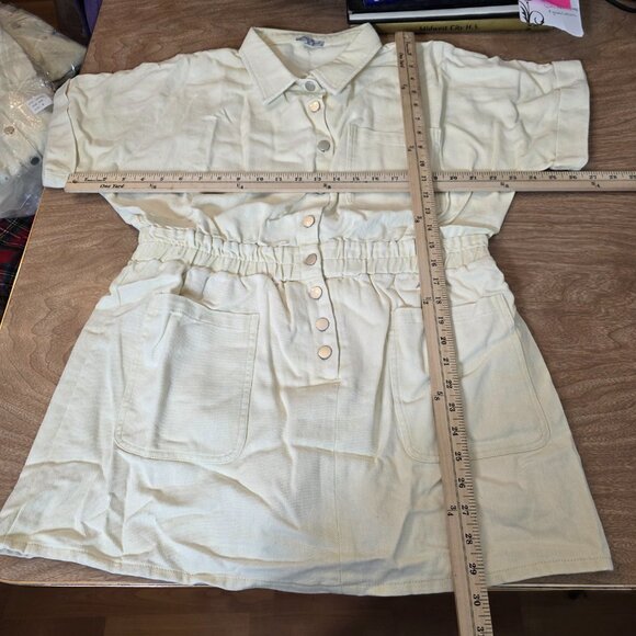 🔴 White Birch Womens Denim Skort Dress Cream Button Down Pockets XL - Picture 9 of 17